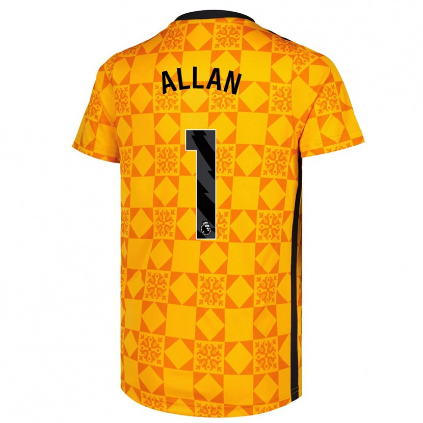Danxen Hombre Camiseta Isaac Allan #1 Amarillo Negro Portero Equipación 2025/26 La Camisa México