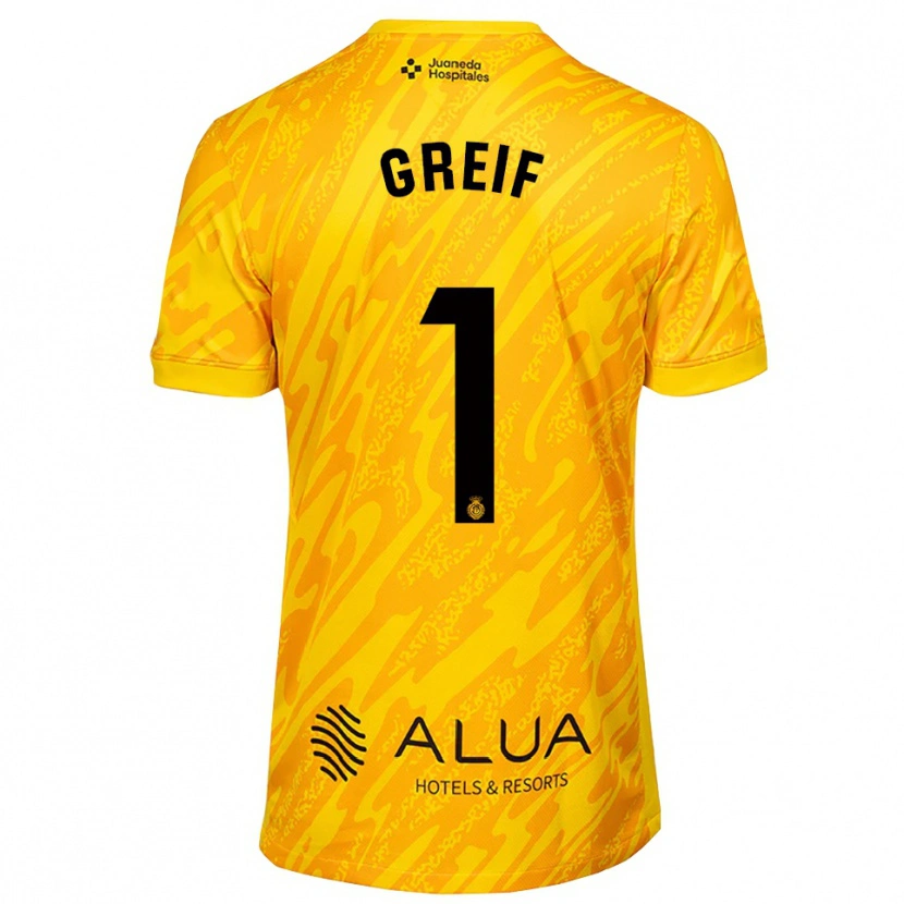 Danxen Hombre Camiseta Dominik Greif #1 Naranja Negro Portero Equipación 2025/26 La Camisa México