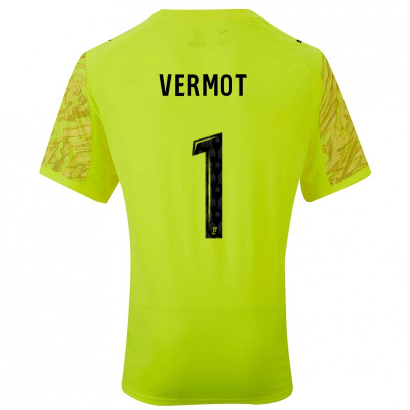 Danxen Hombre Camiseta Théo Vermot #1 Verde Fluorescente Negro Portero Equipación 2025/26 La Camisa México