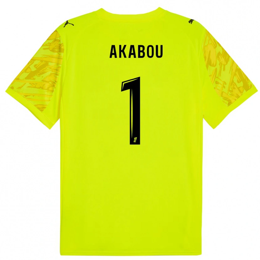 Danxen Hombre Camiseta Ayoub Akabou #1 Verde Fluorescente Amarillo Portero Equipación 2025/26 La Camisa México