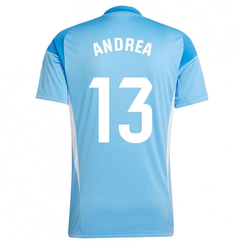 Danxen Hombre Camiseta Andrea Romero Burgos #13 Blanco Azul Cielo Portero Equipación 2025/26 La Camisa México