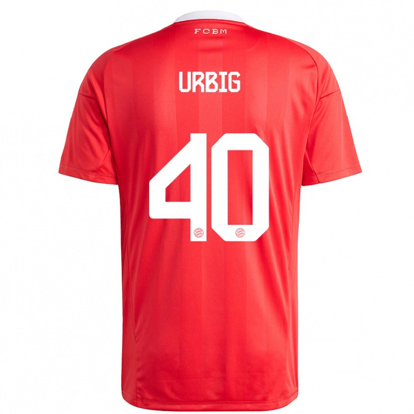 Danxen Hombre Camiseta Jonas Urbig #40 Blanco Rojo Portero Equipación 2025/26 La Camisa México
