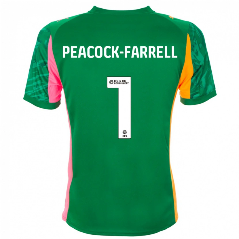 Danxen Mujer Camiseta Bailey Peacock-Farrell #1 Naranja Verde Portero Equipación 2025/26 La Camisa México