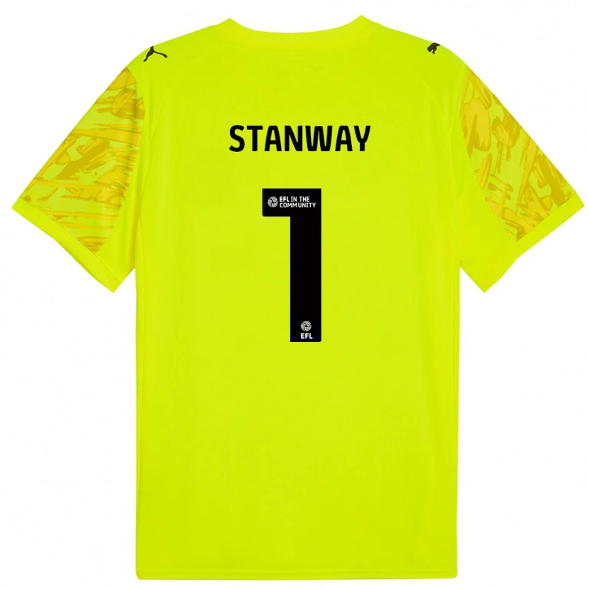 Danxen Mujer Camiseta Wyll Stanway #1 Negro Amarillo Portero Equipación 2025/26 La Camisa México