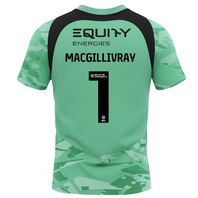 Danxen Mujer Camiseta Craig MacGillivray #1 Negro Verde Claro Glack Portero Equipación 2025/26 La Camisa México