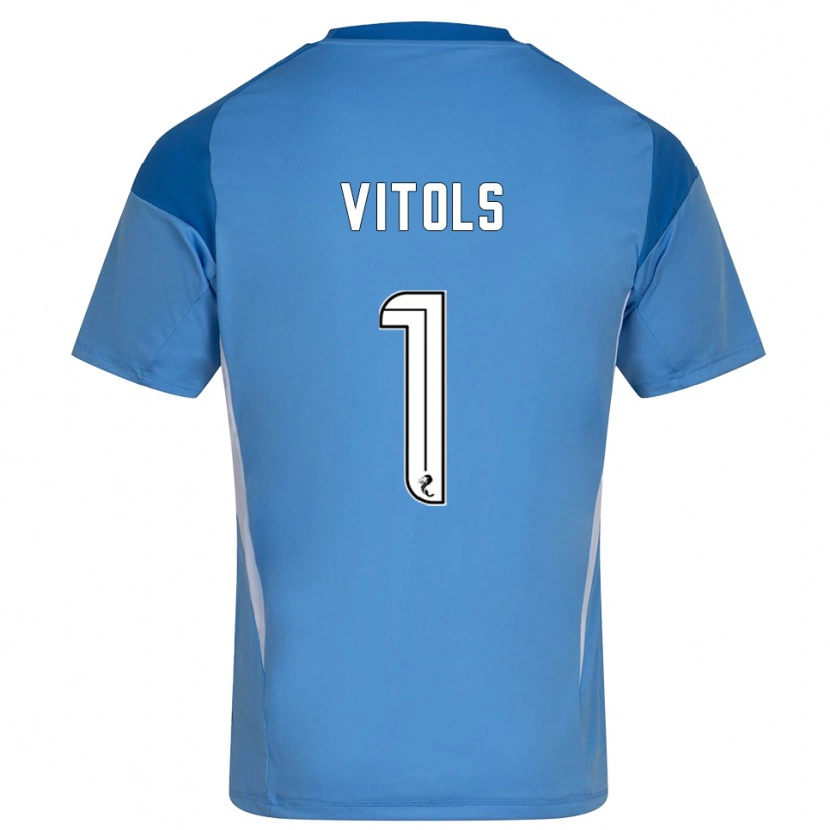 Danxen Mujer Camiseta Rodrigo Vitols #1 Blanco Azul Portero Equipación 2025/26 La Camisa México