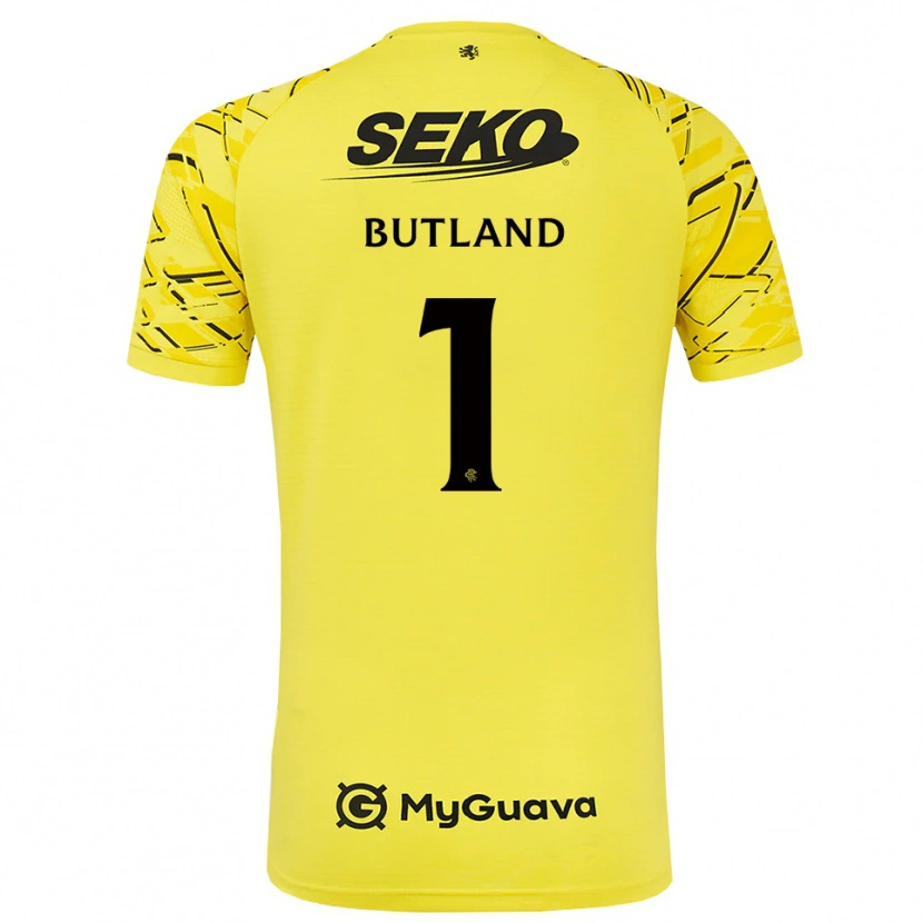 Danxen Mujer Camiseta Jack Butland #1 Negro Amarillo Portero Equipación 2025/26 La Camisa México