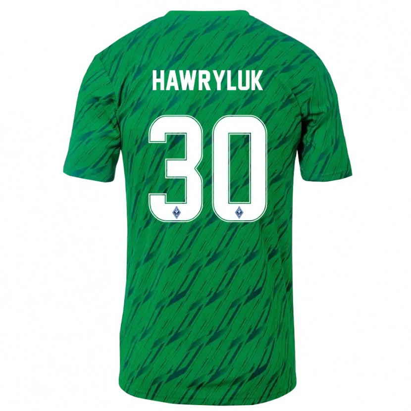 Danxen Mujer Camiseta Lucien Hawryluk #30 Verde Blanco Portero Equipación 2025/26 La Camisa México