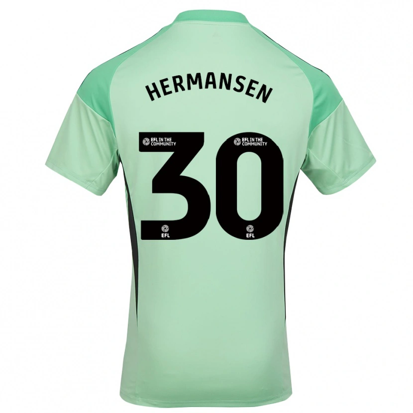 Danxen Mujer Camiseta Mads Hermansen #30 Verde Negro Claro Portero Equipación 2025/26 La Camisa México