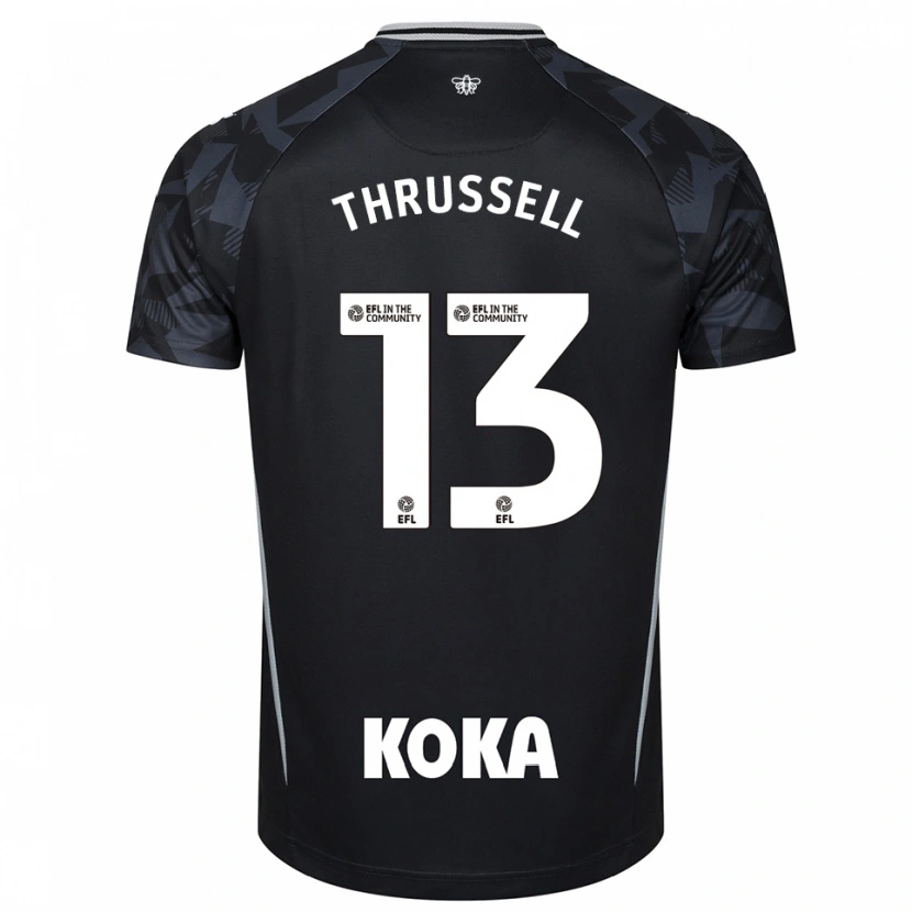 Danxen Mujer Camiseta Sebastian Thrussell #13 Negro Azul Portero Equipación 2025/26 La Camisa México