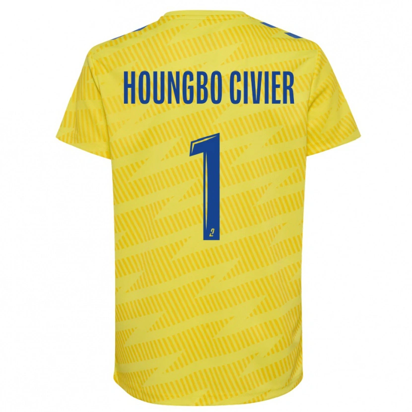 Danxen Mujer Camiseta Matéo Houngbo Civier #1 Amarillo Azul Portero Equipación 2025/26 La Camisa México