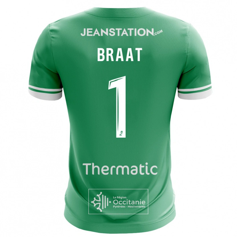 Danxen Mujer Camiseta Quentin Braat #1 Verde Blanco Portero Equipación 2025/26 La Camisa México