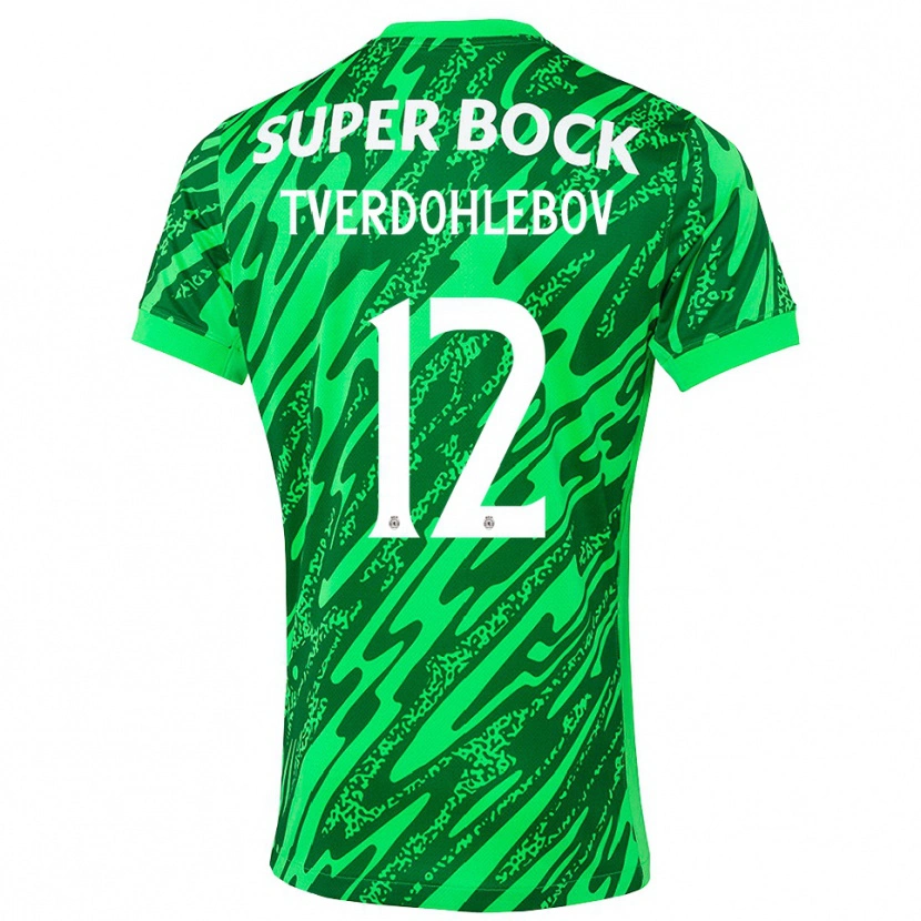 Danxen Mujer Camiseta Alex Tverdohlebov #12 Verde Blanco Portero Equipación 2025/26 La Camisa México