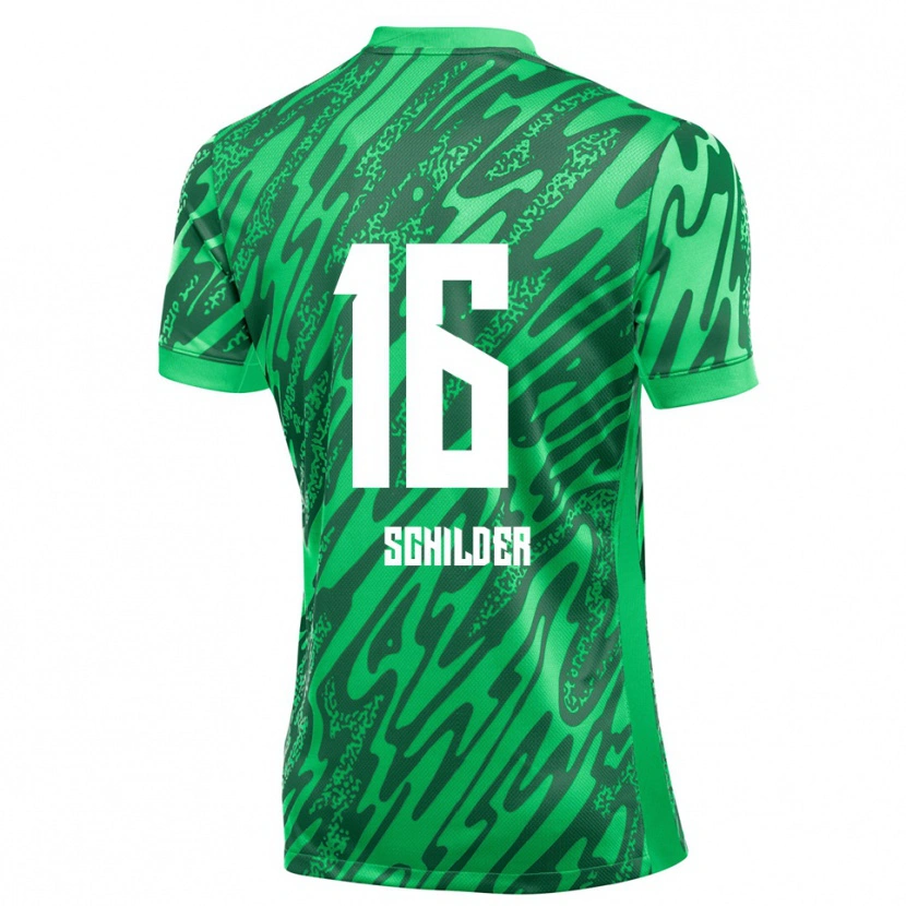 Danxen Mujer Camiseta Koen Schilder #16 Verde Blanco Portero Equipación 2025/26 La Camisa México