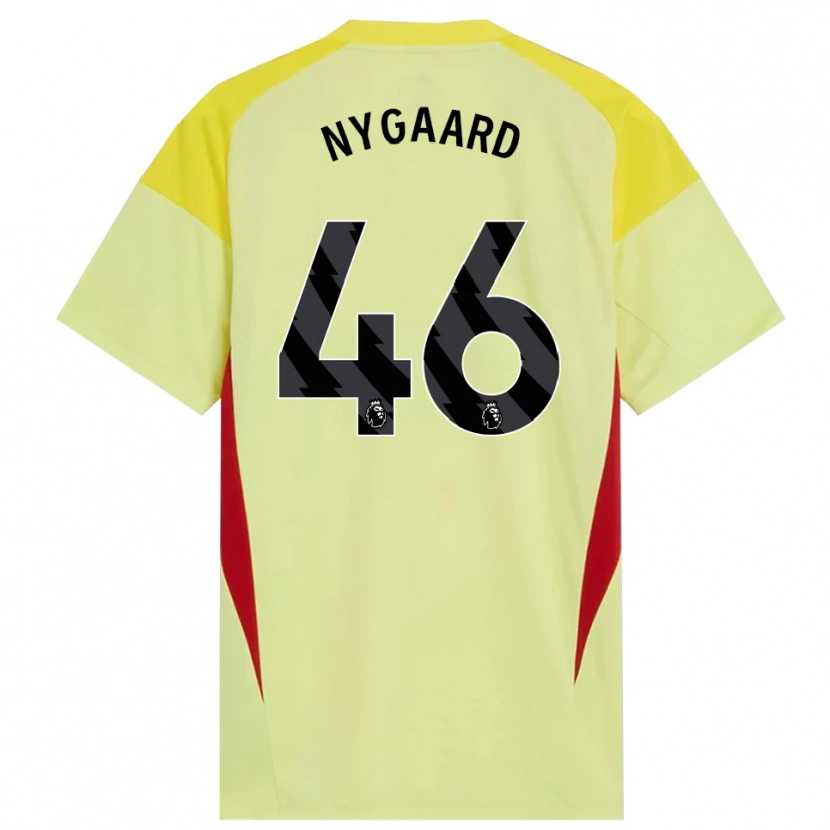 Danxen Mujer Camiseta Lucas Nygaard #46 Amarillo Rojo Negro Portero Equipación 2025/26 La Camisa México