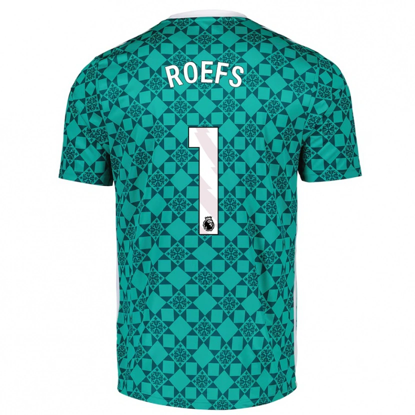Danxen Mujer Camiseta Robin Roefs #1 Verde Blanco Portero Equipación 2025/26 La Camisa México