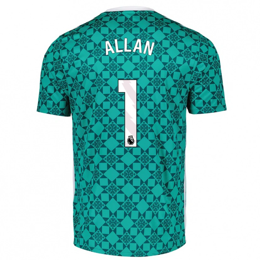 Danxen Mujer Camiseta Isaac Allan #1 Verde Blanco Portero Equipación 2025/26 La Camisa México