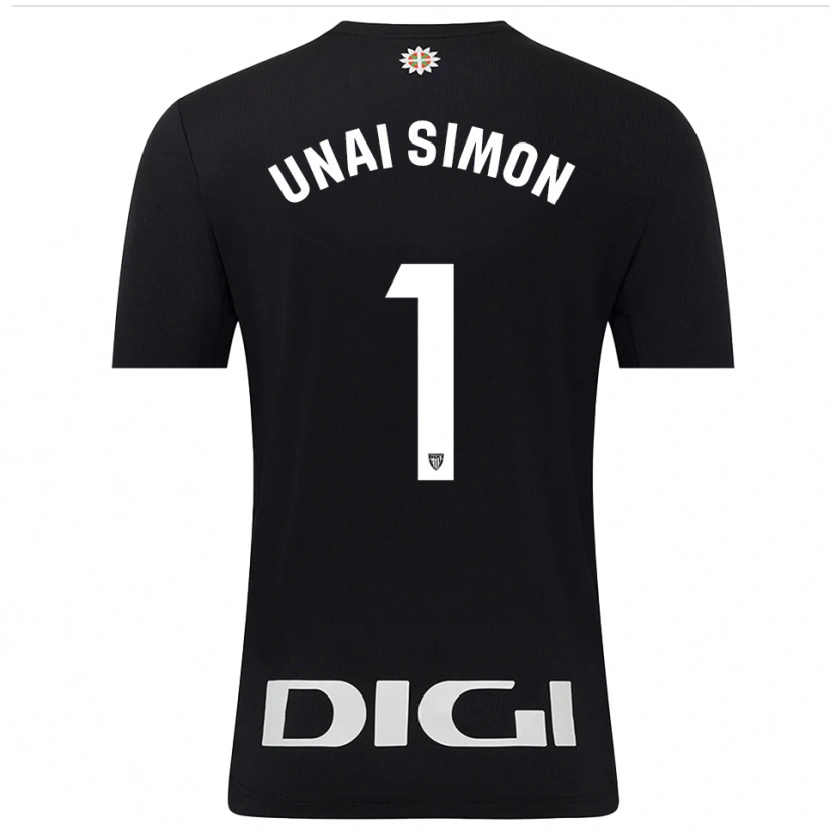 Danxen Mujer Camiseta Unai Simón #1 Negro Blanco Portero Equipación 2025/26 La Camisa México