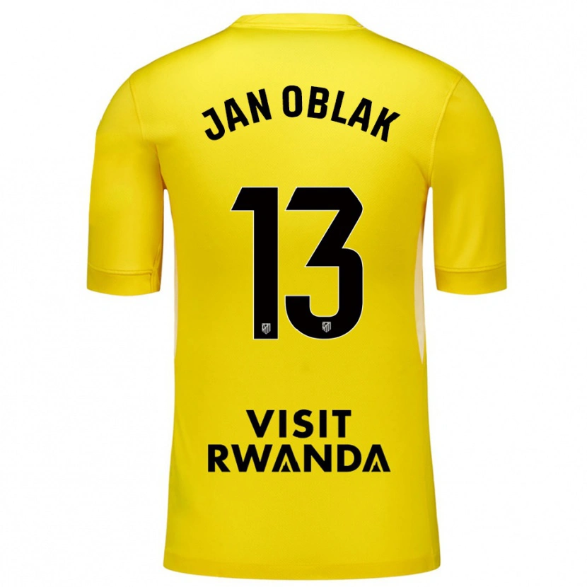 Danxen Mujer Camiseta Jan Oblak #13 Amarillo Negro Portero Equipación 2025/26 La Camisa México
