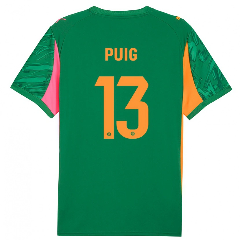 Danxen Mujer Camiseta Sergi Puig #13 Verde Naranja Portero Equipación 2025/26 La Camisa México