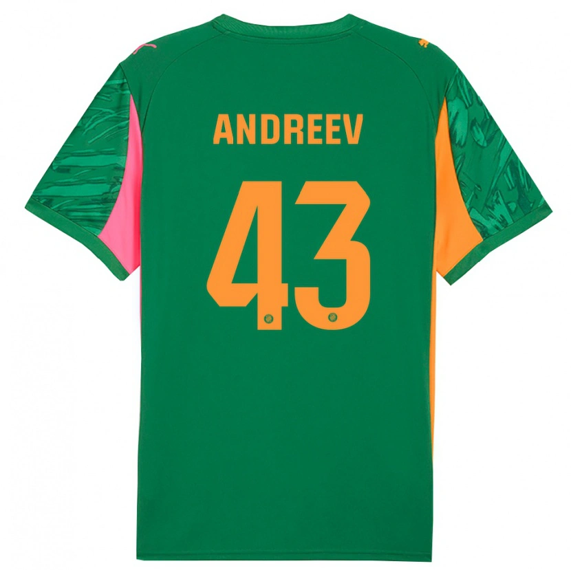 Danxen Mujer Camiseta Aleksandar Andreev #43 Verde Naranja Portero Equipación 2025/26 La Camisa México