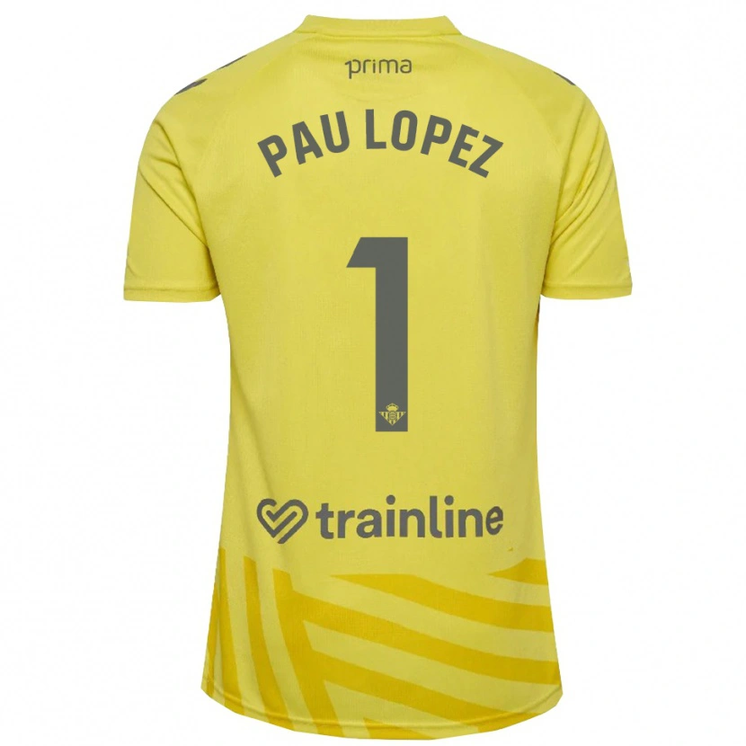 Danxen Mujer Camiseta Pau López #1 Amarillo Gris Portero Equipación 2025/26 La Camisa México