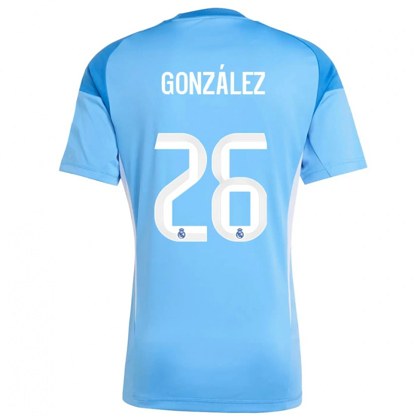 Danxen Mujer Camiseta Fran González #26 Azul Cielo Blanco Portero Equipación 2025/26 La Camisa México