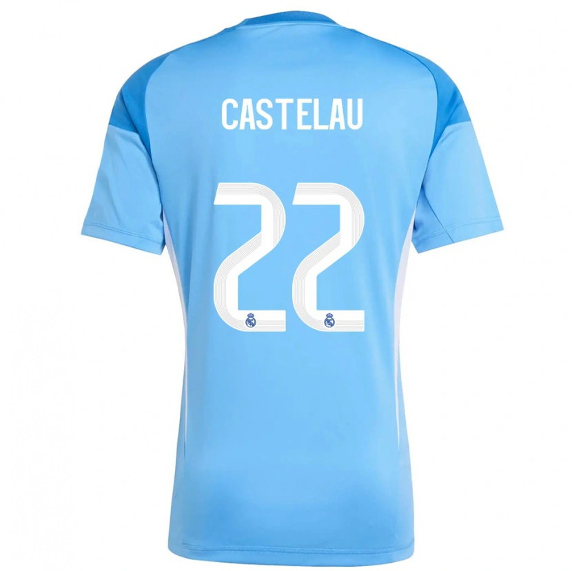 Danxen Mujer Camiseta Alber Castelau #22 Azul Cielo Blanco Portero Equipación 2025/26 La Camisa México
