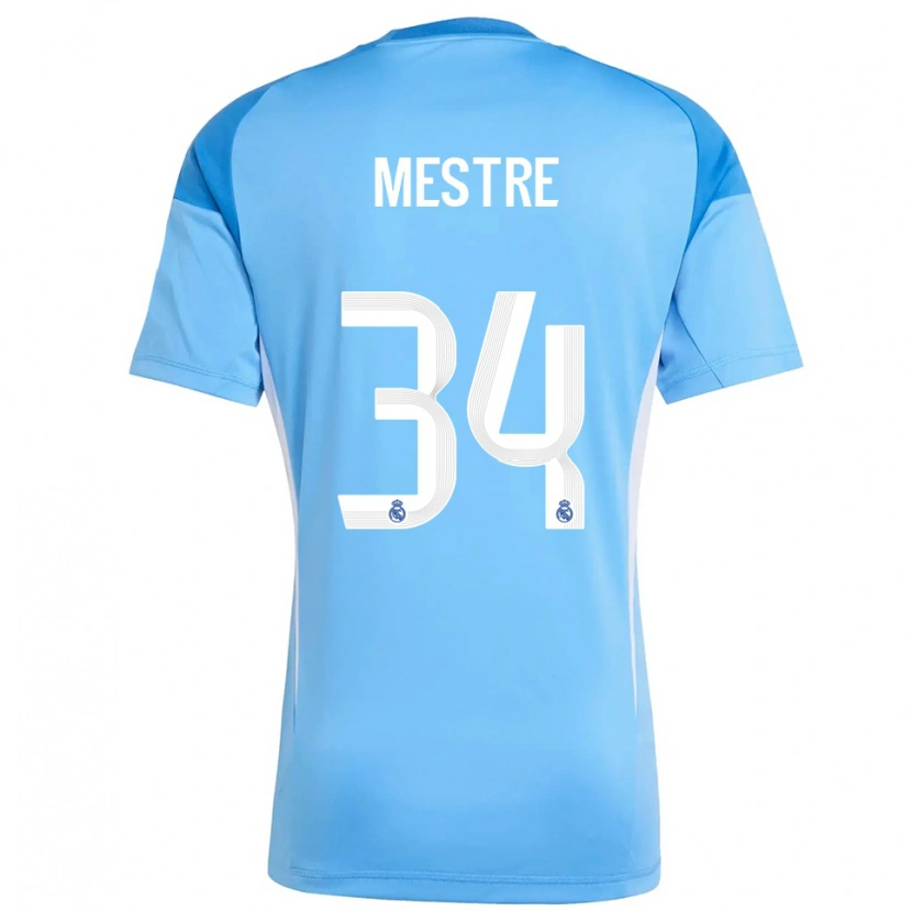 Danxen Mujer Camiseta Sergio Mestre #34 Azul Cielo Blanco Portero Equipación 2025/26 La Camisa México