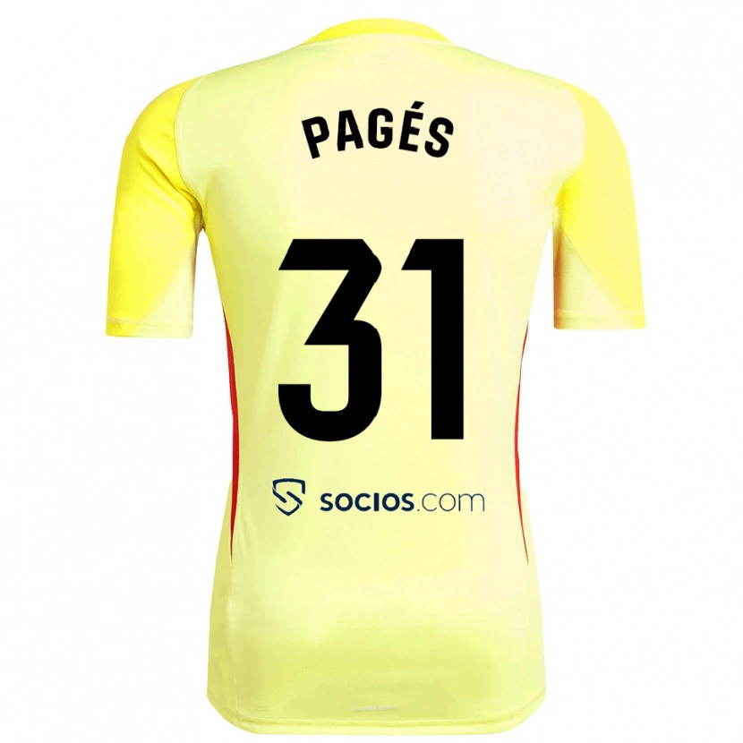 Danxen Mujer Camiseta Lukas Pagés #31 Amarillo Rojo Negro Portero Equipación 2025/26 La Camisa México
