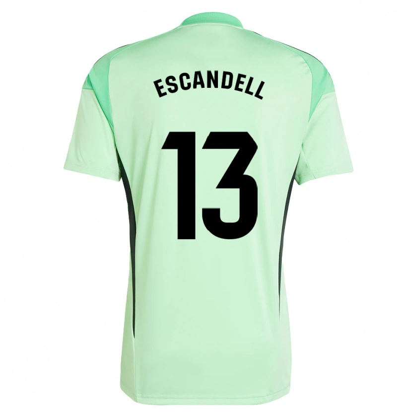 Danxen Mujer Camiseta Aarón Escandell #13 Verde Claro Negro Portero Equipación 2025/26 La Camisa México