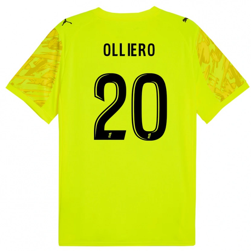 Danxen Mujer Camiseta Alexandre Olliero #20 Verde Fluorescente Amarillo Portero Equipación 2025/26 La Camisa México
