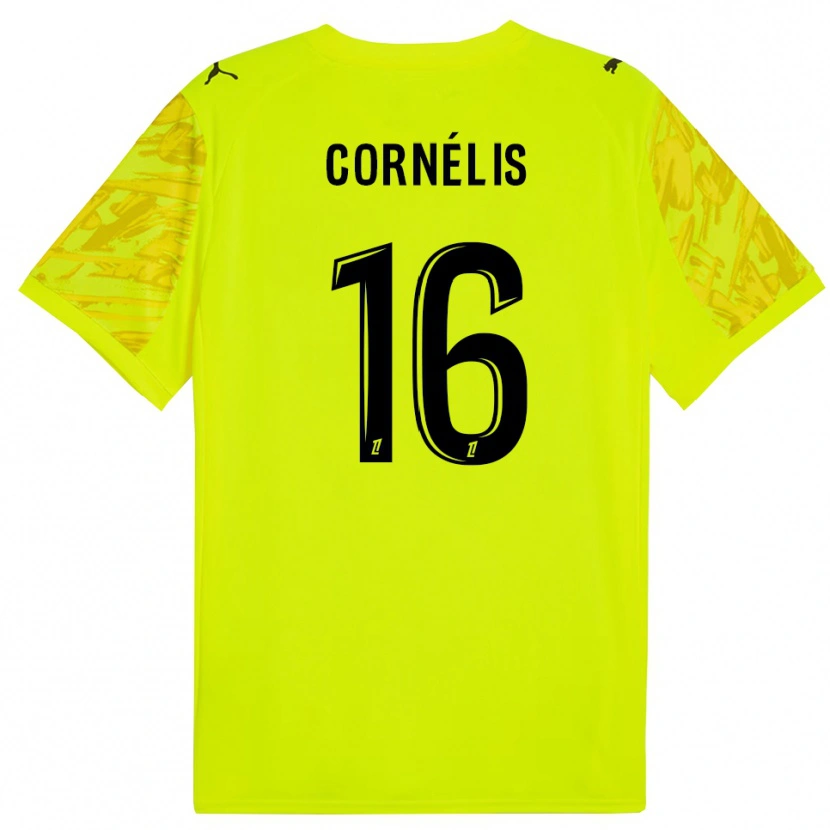Danxen Mujer Camiseta Aristide Cornélis #16 Verde Fluorescente Amarillo Portero Equipación 2025/26 La Camisa México