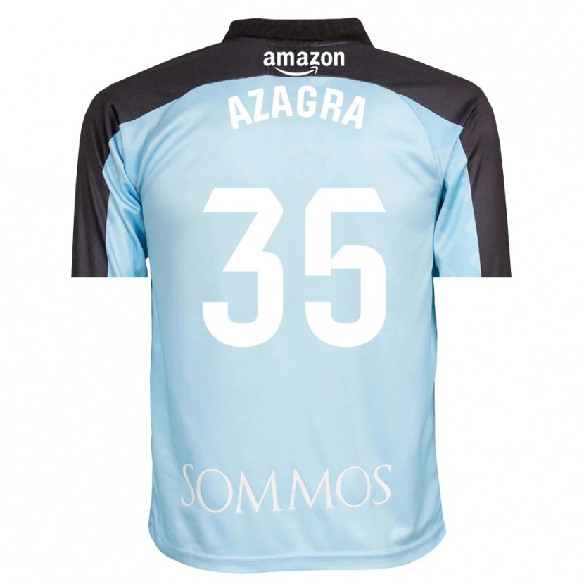 Danxen Mujer Camiseta Nico Azagra #35 Azul Claro Negro Portero Equipación 2025/26 La Camisa México