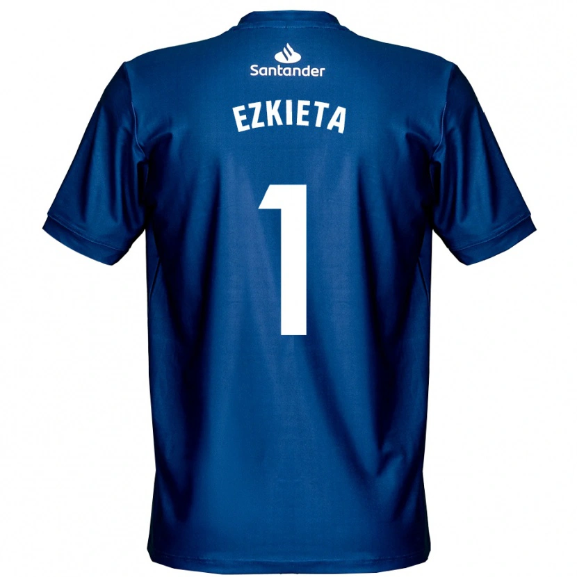 Danxen Mujer Camiseta Jokin Ezkieta #1 Blanco Azul Real Portero Equipación 2025/26 La Camisa México