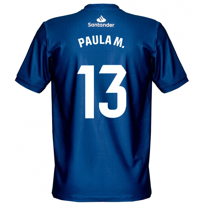 Danxen Mujer Camiseta Paula Muñoz Álvarez #13 Blanco Azul Real Portero Equipación 2025/26 La Camisa México