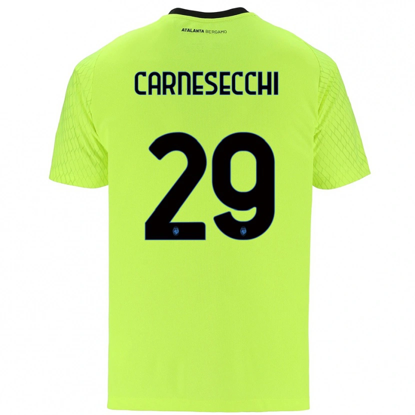 Danxen Mujer Camiseta Marco Carnesecchi #29 Verde Amarillo Rojo Portero Equipación 2025/26 La Camisa México