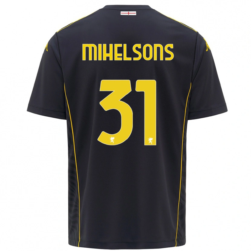 Danxen Mujer Camiseta Rendijs Mihelsons #31 Negro Amarillo Portero Equipación 2025/26 La Camisa México