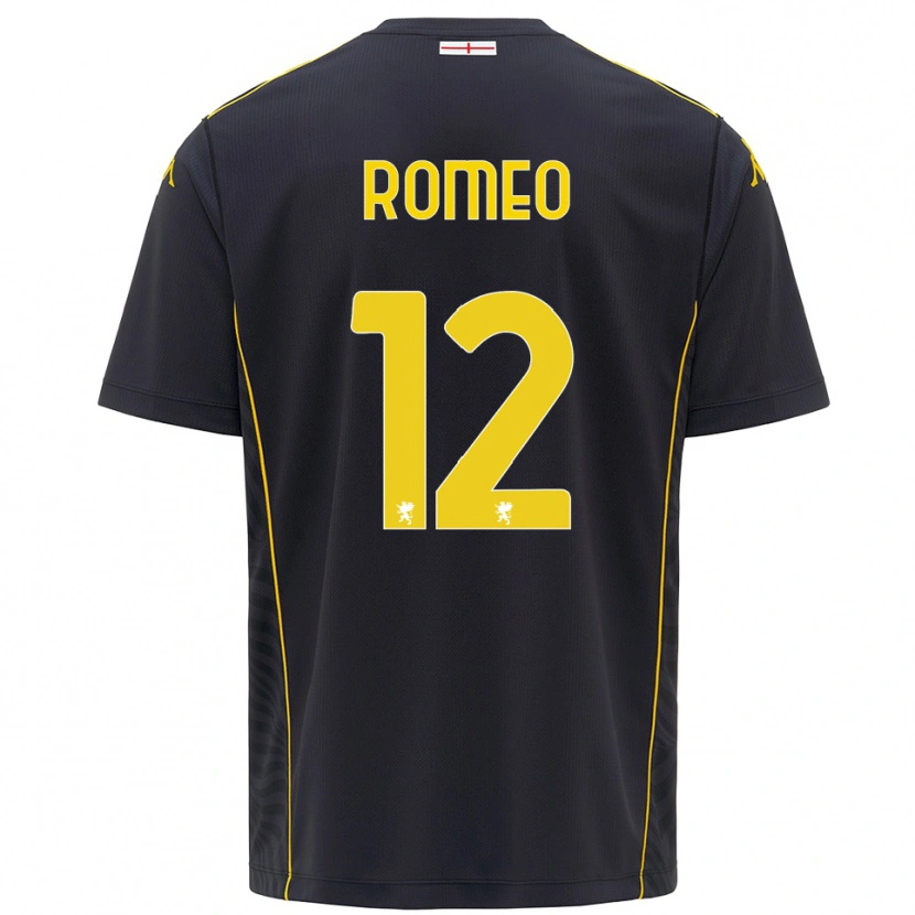 Danxen Mujer Camiseta Emanuele Romeo #12 Negro Amarillo Portero Equipación 2025/26 La Camisa México