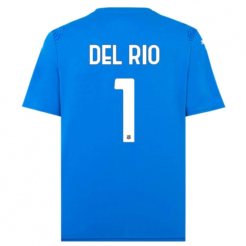 Danxen Mujer Camiseta Davide Del Rio #1 Azul Blanco Portero Equipación 2025/26 La Camisa México