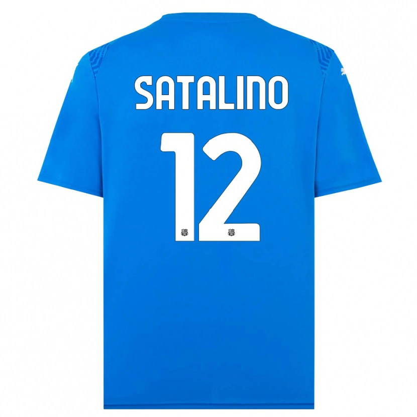 Danxen Mujer Camiseta Giacomo Satalino #12 Azul Blanco Portero Equipación 2025/26 La Camisa México