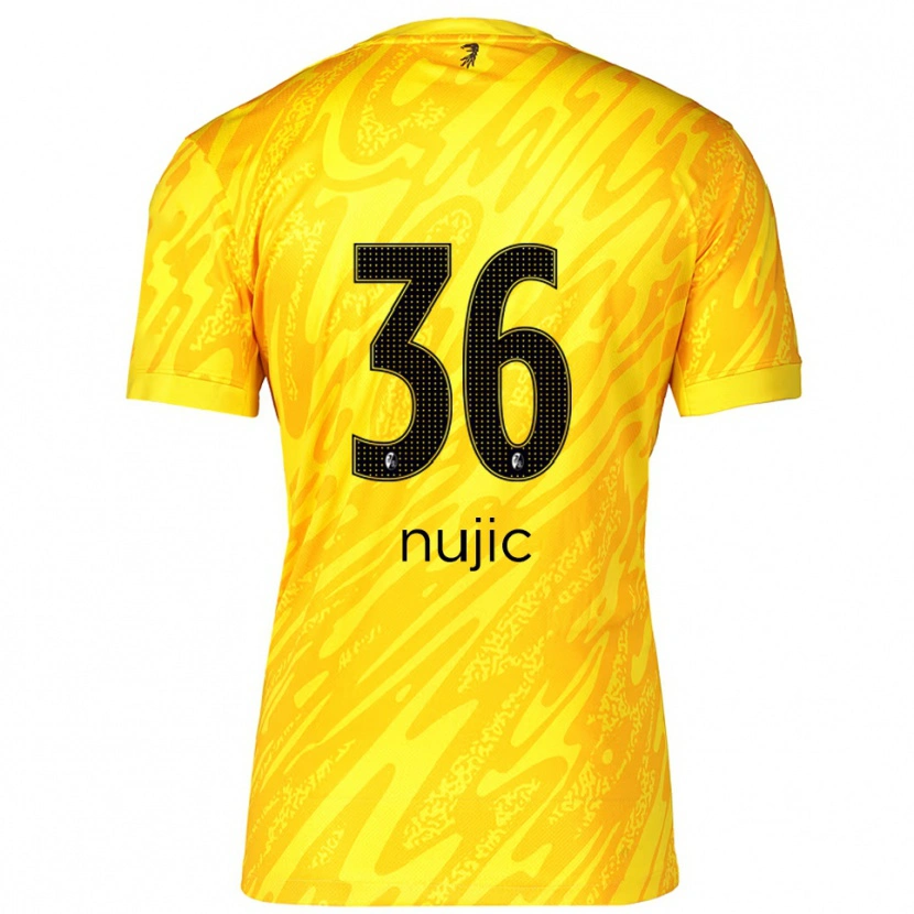 Danxen Mujer Camiseta Luka Nujic #36 Amarillo Negro Portero Equipación 2025/26 La Camisa México