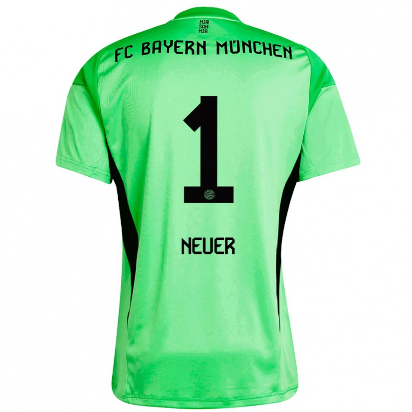 Danxen Mujer Camiseta Manuel Neuer #1 Verde Primavera Medio Portero Equipación 2025/26 La Camisa México
