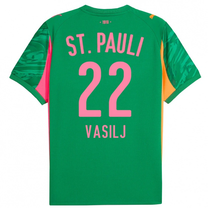 Danxen Mujer Camiseta Nikola Vasilj #22 Verde Naranja Rosa Portero Equipación 2025/26 La Camisa México