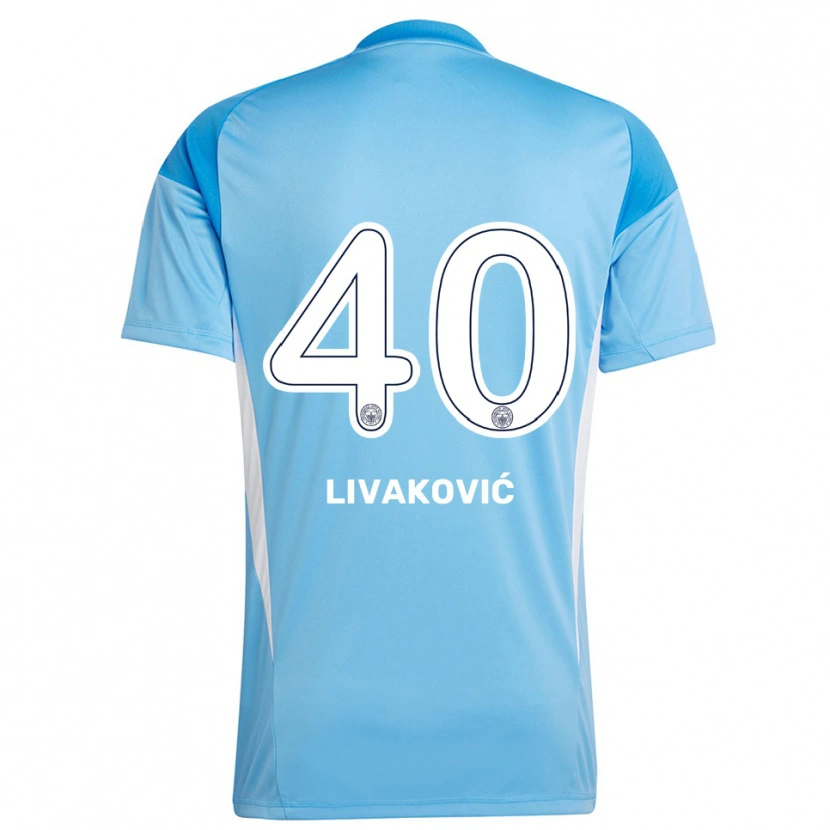 Danxen Mujer Camiseta Dominik Livakovic #40 Azul Real Blanco Portero Equipación 2025/26 La Camisa México
