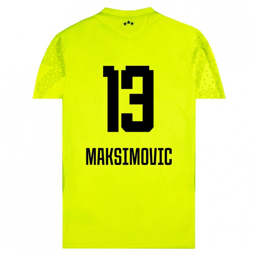 Danxen Mujer Camiseta Filip Maksimovic #13 Verde Amarillo Negro Portero Equipación 2025/26 La Camisa México