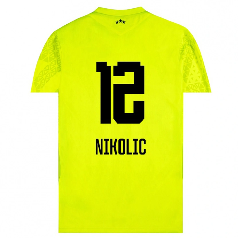 Danxen Mujer Camiseta Uros Nikolic #12 Verde Amarillo Negro Portero Equipación 2025/26 La Camisa México