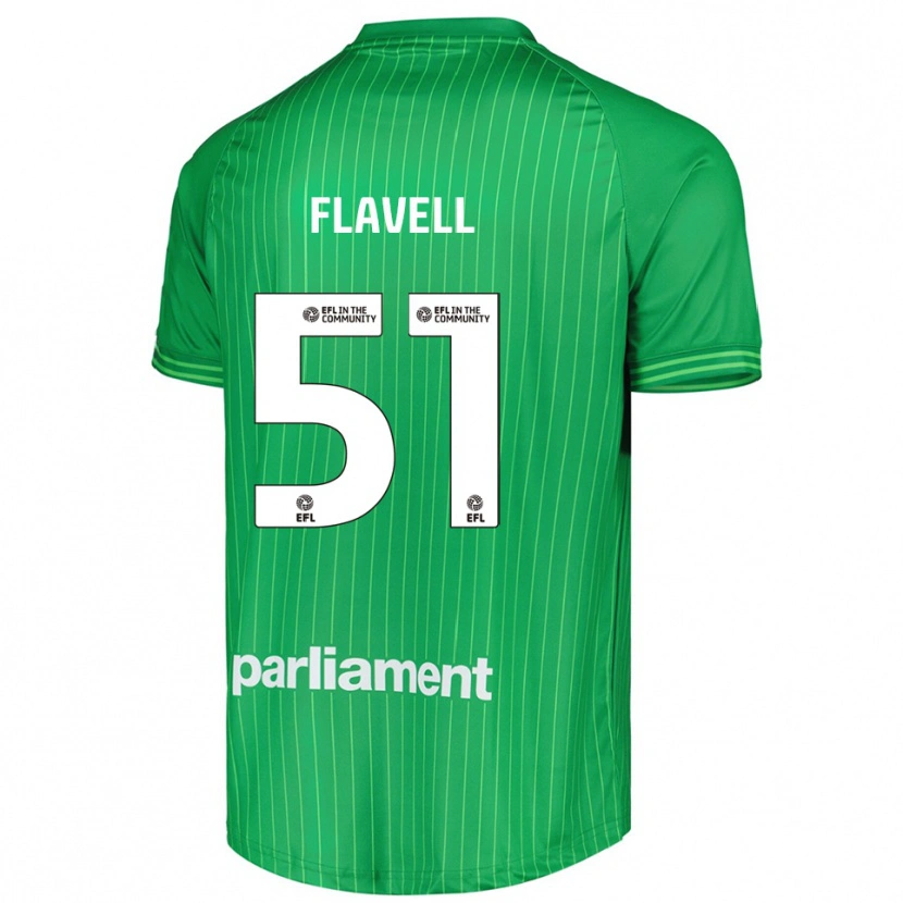 Danxen Mujer Camiseta Kieren Flavell #51 Verde Lima Portero Equipación 2025/26 La Camisa México