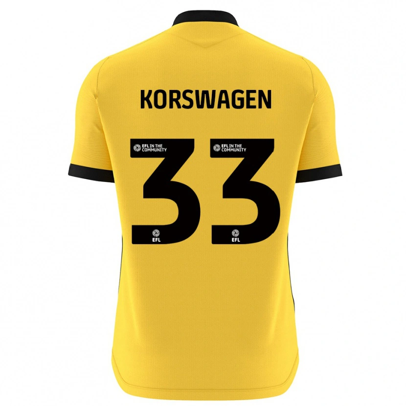 Danxen Mujer Camiseta Mattijis Korswagen #33 Negro Amarillo Portero Equipación 2025/26 La Camisa México