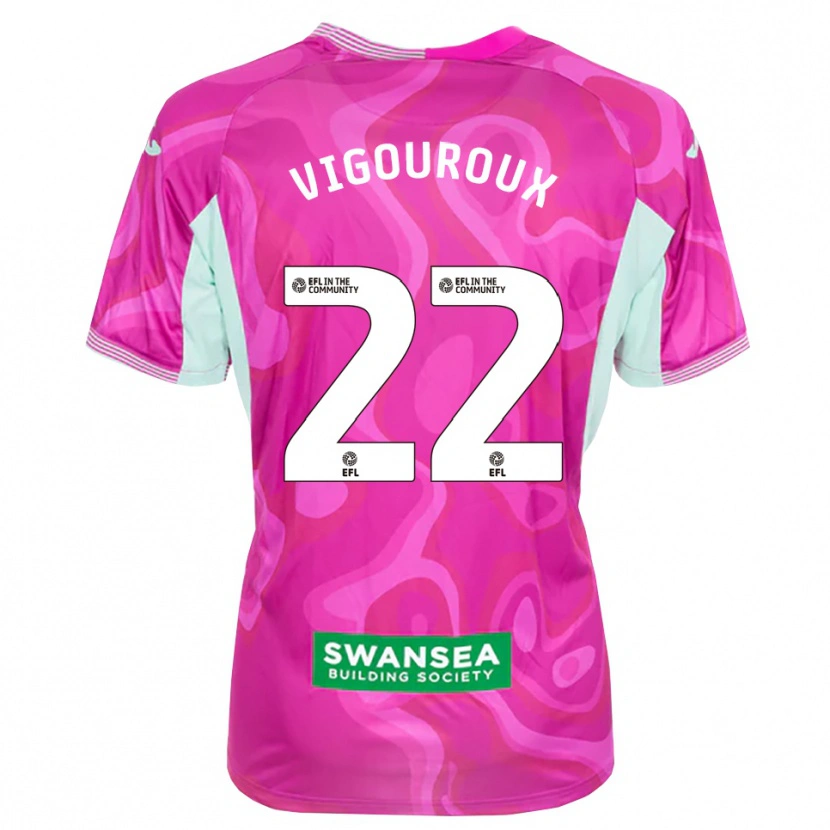 Danxen Mujer Camiseta Lawrence Vigouroux #22 Blanco Magenta Portero Equipación 2025/26 La Camisa México